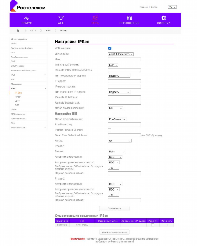 Ipsec vpn mikrotik настройка