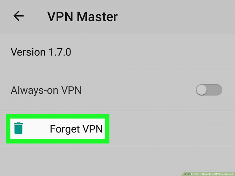 Отключение vpn